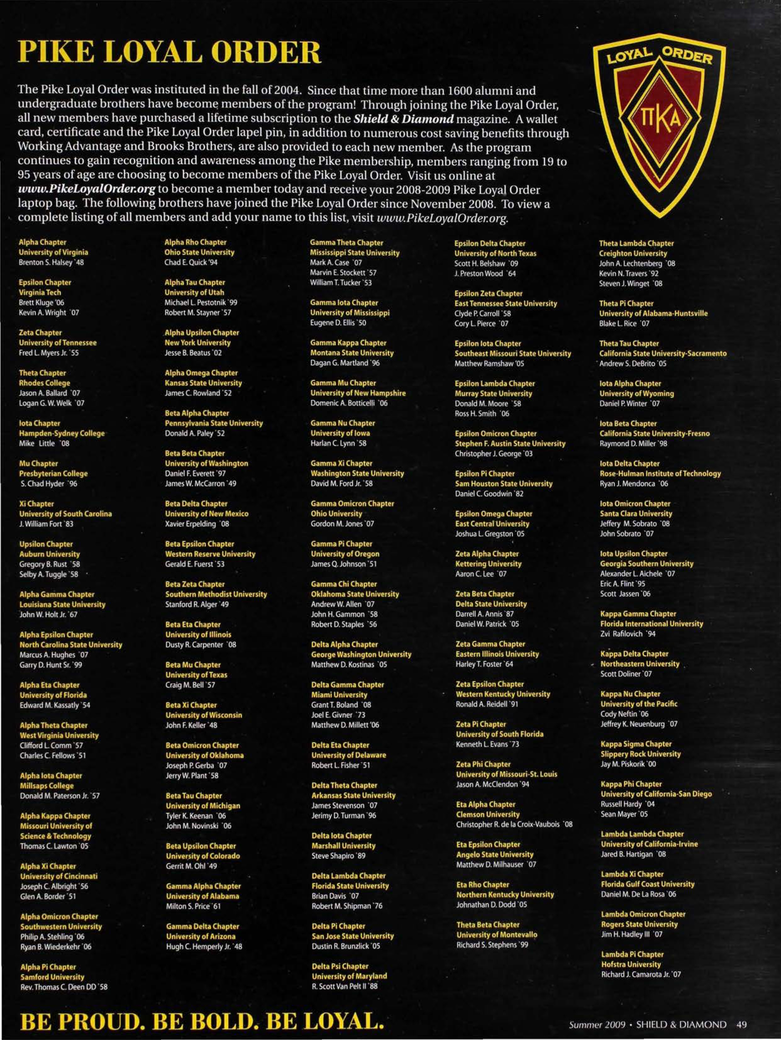 Pike Loyal Order, Summer 2009